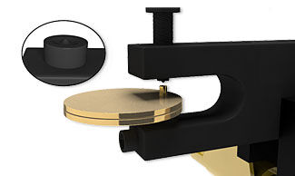 positioning metal with rivet into setting tool